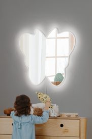 Oglinda Butterfly Silver cu iluminare LED 57x50 alb