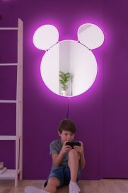Oglinda Mickey Silver cu iluminare LED 53x50 Roz