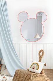 Oglinda Mickey Silver cu iluminare LED 53x50 Roz