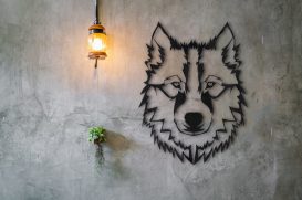 Wolf v11 Decor metalic de perete 38x50 Negru