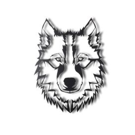 Wolf v11 Decor metalic de perete 38x50 Negru