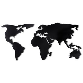 World Map Silhouette Decor metalic de perete 120x60 Negru