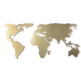 Silueta Harta Lumii - Decor de perete din metal auriu 120x60 auriu