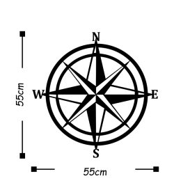 Compas Decor perete metalic 55x55 Negru