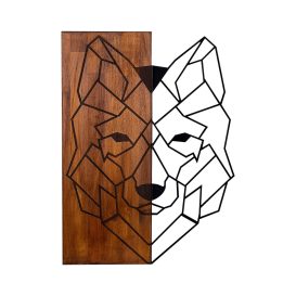 Wolf1 Decor de perete din lemn 46x58 Nuc-Negru