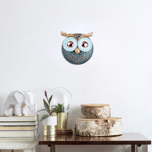 Owl 3 - Decor de perete metalic cupru 19x19 Multicolor