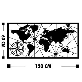 World Map Large 2 Decor metalic de perete 120x60 Negru