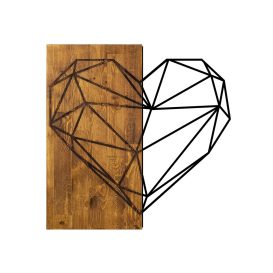 Inima Decor de perete din lemn 58x58 Nuc-Negru