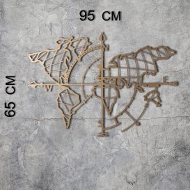 Harta Lumii Busola Aur Decor de perete metalic 95x65 Aur