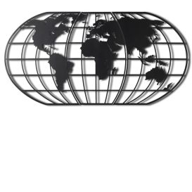World Map Globe Led - Negru Decor metalic de perete 120x60 Negru