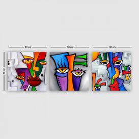3P5434755 Pictură decorativă pânză (3 bucăți) 90x30 Multicolor