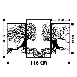 Decor metalic de perete Love Tree 116x71 Negru