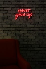 Never Give Up - Roșu Iluminare LED decorativă din plastic 40x2x23 Roșu