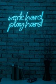 Work Hard Play Hard - albastru Iluminare decorativă LED din plastic 55x2x36 albastru