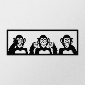 Three Monkeys-L Decor metalic de perete 100x36 Negru
