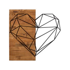 Inima Decor de perete din lemn 58x58 Negru-Nuc