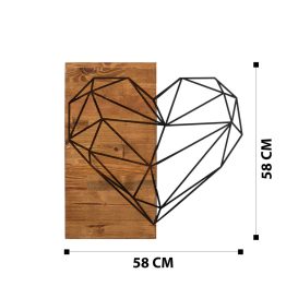 Inima Decor de perete din lemn 58x58 Negru-Nuc