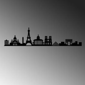 Paris Skyline Decor metalic de perete 120x29 Negru