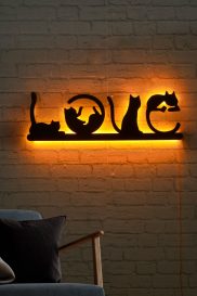 Cat Love - Galben Iluminat decorativ LED 70x22 Galben