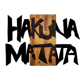 Hakuna Matata 5 Decor de perete din lemn 77x3x58 negru-Walnut