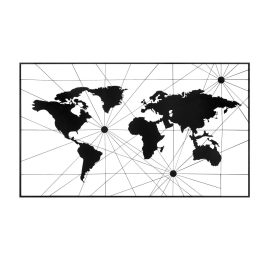 World Map 16 Decor metalic de perete 120x70 Negru