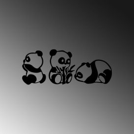 Pandas - 298 Decor metalic de perete Negru