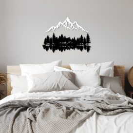 Nature And Mountain - 12 Decoratiuni metalice de perete alb-Negru
