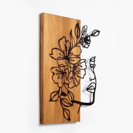 Woman Floral Face - 372 Decor de perete din lemn 41x58 Nuc-Negru
