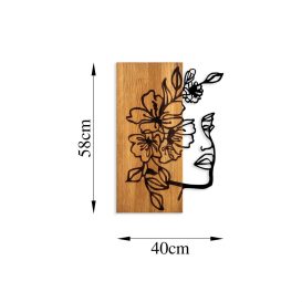 Woman Floral Face - 372 Decor de perete din lemn 41x58 Nuc-Negru