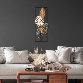 Decor de perete cu frunze de palmier metalic 32x90 Multicolor