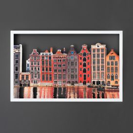 Amsterdam Houses - APT329MCA Decor metalic de perete 70x45 alb