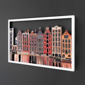 Amsterdam Houses - APT329MCA Decor metalic de perete 70x45 alb