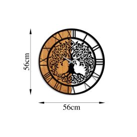Ceas Lemn - 64 Ceas de perete decorativ din lemn 56x56 Nuc-Negru