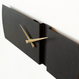 Ceas de perete din metal origami - APS097 Ceas de perete metalic decorativ 49x16 negru-auriu