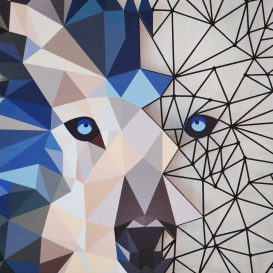 Metal Wolf Wall Art - APT721 Decor metalic de perete 35x48 Multicolor