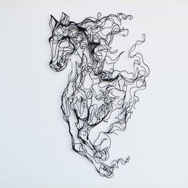 Metal Horse Line Art - APT724 Decor metalic de perete 41x66 Negru