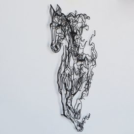Metal Horse Line Art - APT724 Decor metalic de perete 41x66 Negru