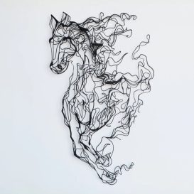 Metal Horse Line Art - APT724 v2 Decor metalic de perete 99x62 Negru