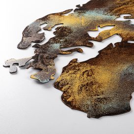 World Map Medium - 3 Decor metalic de perete 150x59 Multicolor