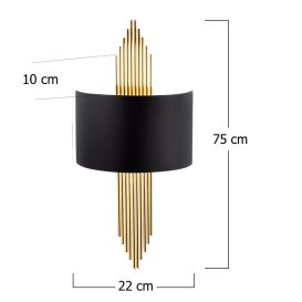 616 - The Interior Design Lampa de perete negru 
 Gold 75x10x22 cm