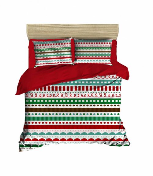 447 Set cuvertură pat dublu Roșu verde alb