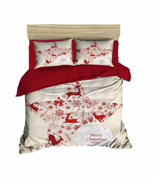 461 Set cuvertură pat dublu Roșu alb bej