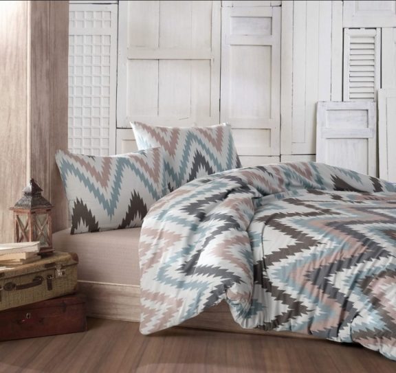 Set cuvertură de pat dublu Zigzag Multicolor