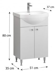 Set mobilier baie Luna S33 dulap de bază Ikeany cu chiuvetă și dulap cu oglindă Emilia