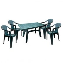   Set de mobilier de grădină Lamia pentru 4 persoane, cu o masă verde și 4 scaune verzi Palermo