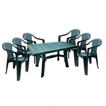   Set de mobilier de grădină Lamia pentru 6 persoane, cu masă verde și 6 scaune Palermo verde