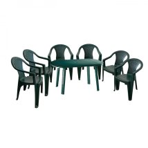   Set de mobilier de gradina Franca pentru 6 persoane, cu o masa verde si 6 scaune verzi