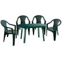   Set de mobilier de gradina Franca pentru 4 persoane, cu o masa verde si 4 scaune verzi