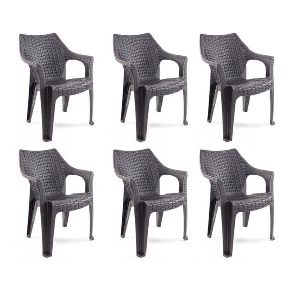  Tavira rattan hatású kerti szék Antracit-Maro - 6 DB
