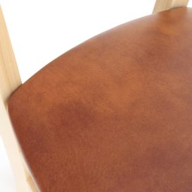 Sara Scaun de sufragerie cu scaun din piele naturala si artificiala cognac Ambalaj deteriorat